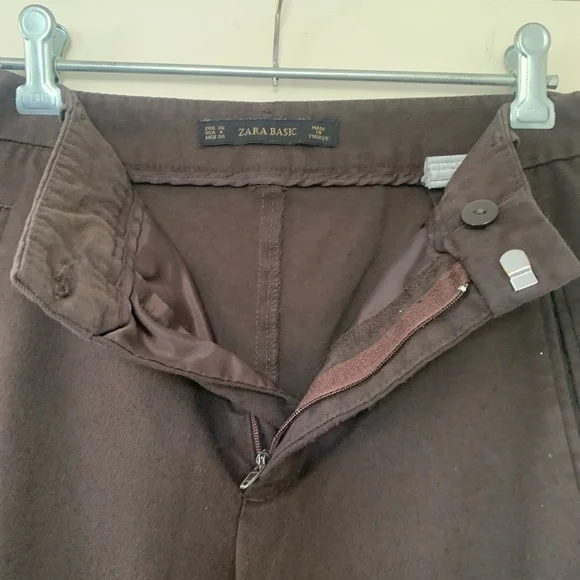 Zara Basic brown trousers with light black spotted pattern - Picture 8 of 9